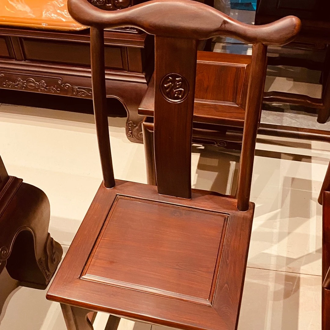 官帽小歺椅餐椅客厅家用美式新中式古典木家具