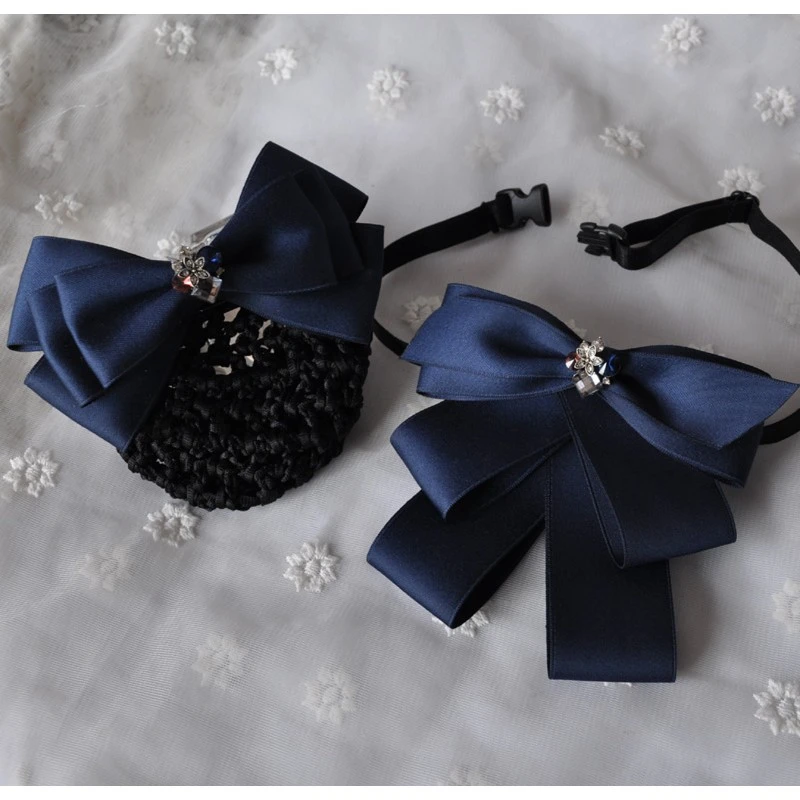 胡恒饰新邮政银行水钻领结头花套装职业工农商建行护士衬衣领花