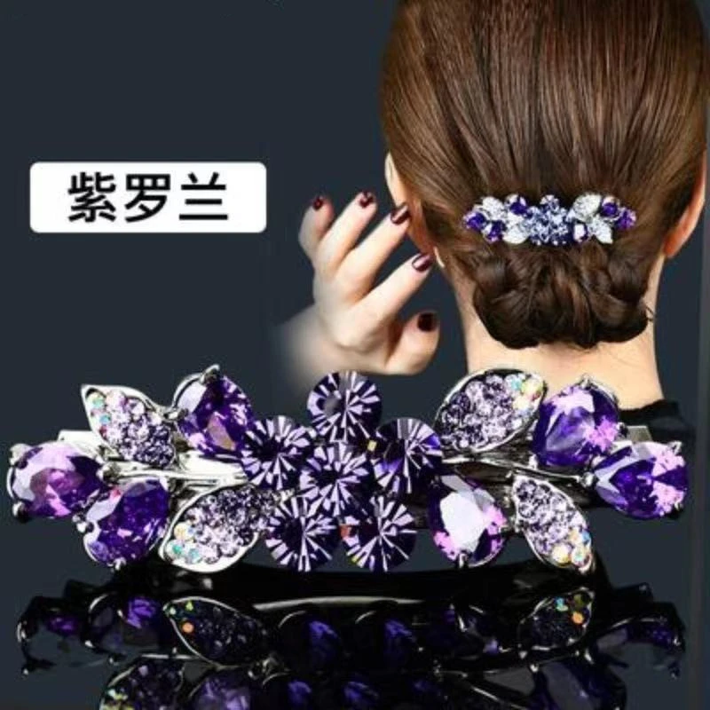 锌合金合成锆石发饰 发饰大小号水钻弹簧夹后脑勺顶夹马尾夹头饰