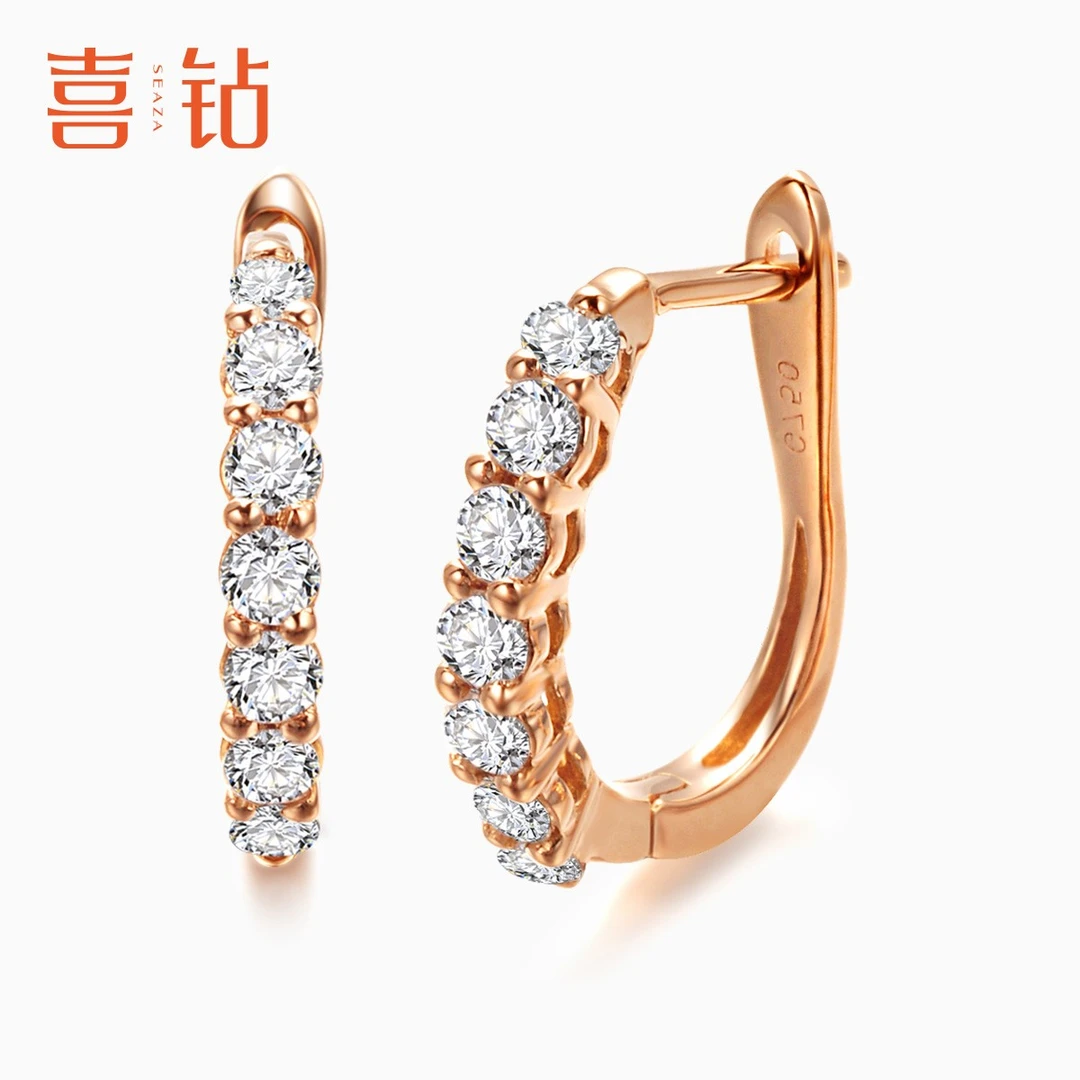 喜钻官方旗舰店星轨系列金钻石个性简约时尚耳扣春夏方圆脸E0054