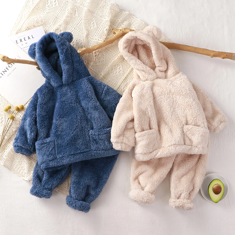 儿童睡衣婴幼儿毛绒套装宝宝家居服韩版可爱保暖北极绒小童睡衣裤
