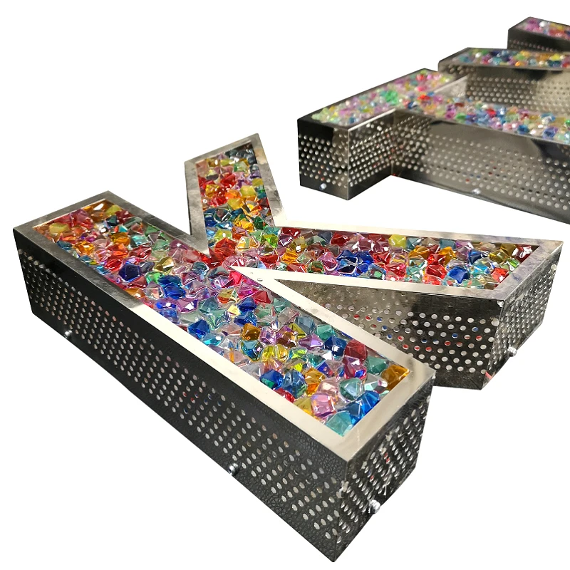 全彩钻石发光字颗粒七彩树脂字亚克力彩珠仿真塑料宝石水晶珠颗粒