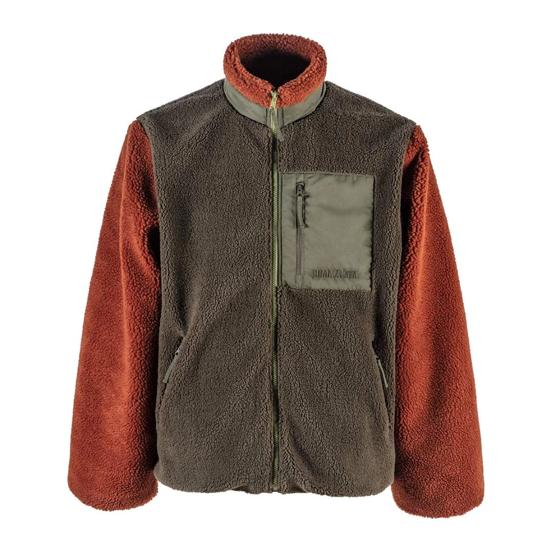 圣山服饰 基础款拼色羊羔绒开衫外套户外保暖撞色复古原创设计