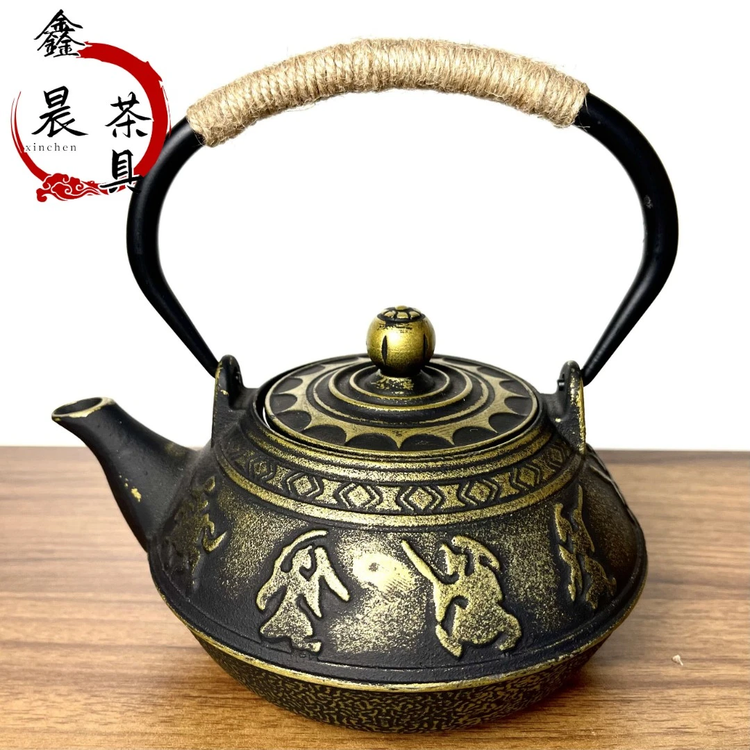 【黑金战术900ML】战国策铸铁壶煮茶壶中式复古怀旧博古架装饰