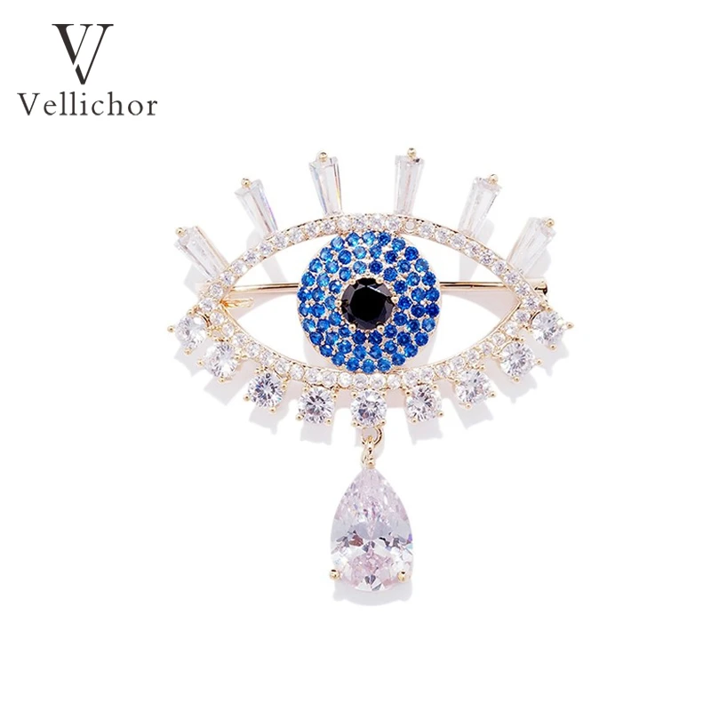VELLICHOR 铜合金合成锆石胸针 恶魔之眼女奢华气质高档西别针