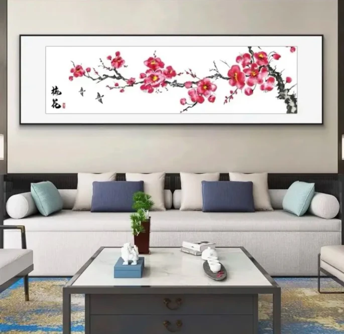 十字绣套件：中式梅花（四股非满绣15色 尺寸180x60cm）