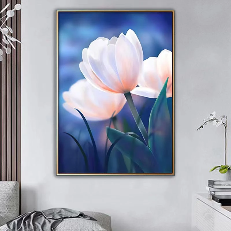 十字绣：蓝色郁金香（四股满绣23色 尺寸60x80cm）