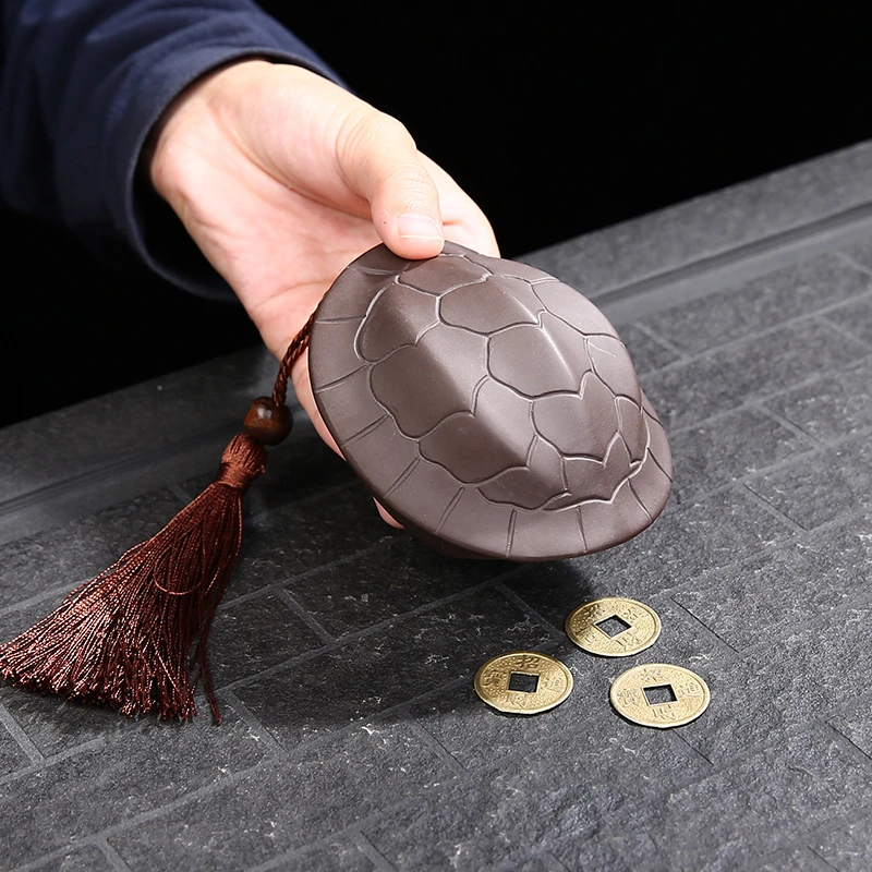 紫砂富甲天下龟壳手把件招财茶宠摆件精品可养个性茶玩茶具零配件