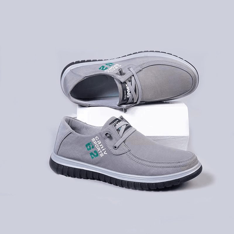 老北京布鞋男款春秋季新款潮流透气一脚蹬皮面懒人帆布软底爸爸鞋