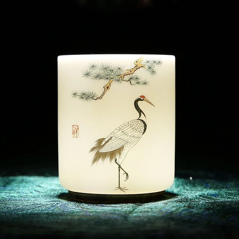 铮兮羊脂玉白瓷茶杯品茗杯主人杯陶瓷家用功夫茶具单杯中式高档杯