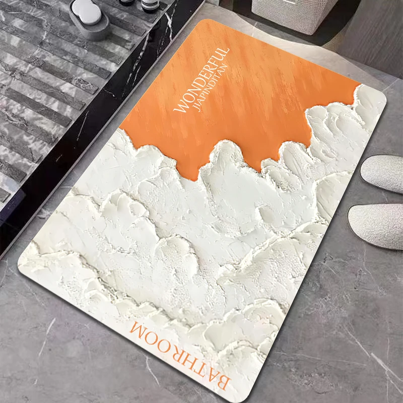 硅藻泥家用简约油画浴室门口地毯吸水防滑耐磨速干厕所