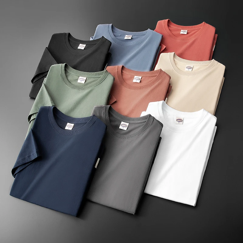 【三宝】日系纯棉t恤纯色短袖水洗纯棉情侣款圆领t-shirt 8301