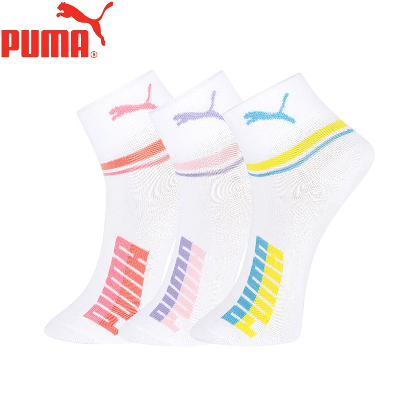 PUMA/彪马3双装袜子女士中筒袜透气运动休闲袜羽毛球健身