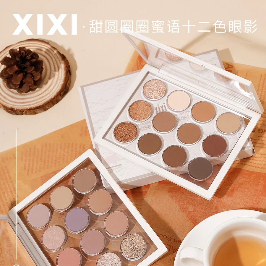 xixi甜圆圈圈蜜语十二色眼影盘学生大地色日常网红爆款低饱D-487
