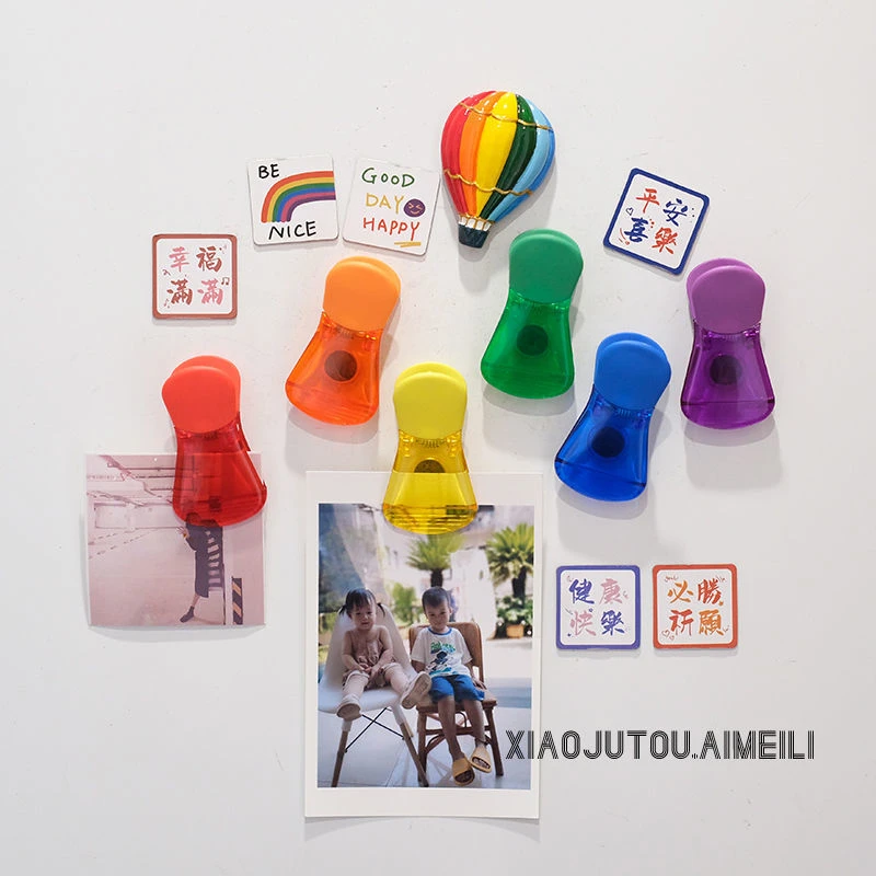 【铭佳】多功能彩色透明食品零食夹磁吸夹子密封夹冰箱贴夹子防潮