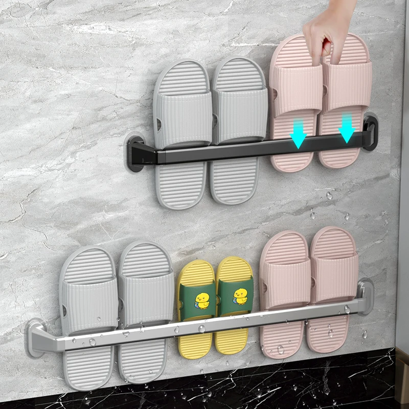 浴室拖鞋架壁挂式免打孔鞋子沥水架卫生间墙壁厕所收纳神器置物架