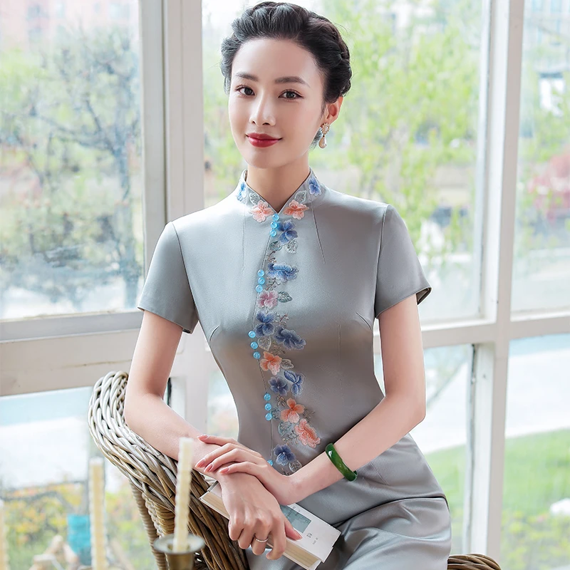 徐永良51453 正宗中国风旗袍重磅醋酸加精美手绣高端宴会大气奢华
