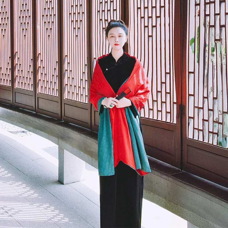 【初槿】李慧慧设计秋冬新款新中式长款连衣裙女气质显瘦黑色中国风