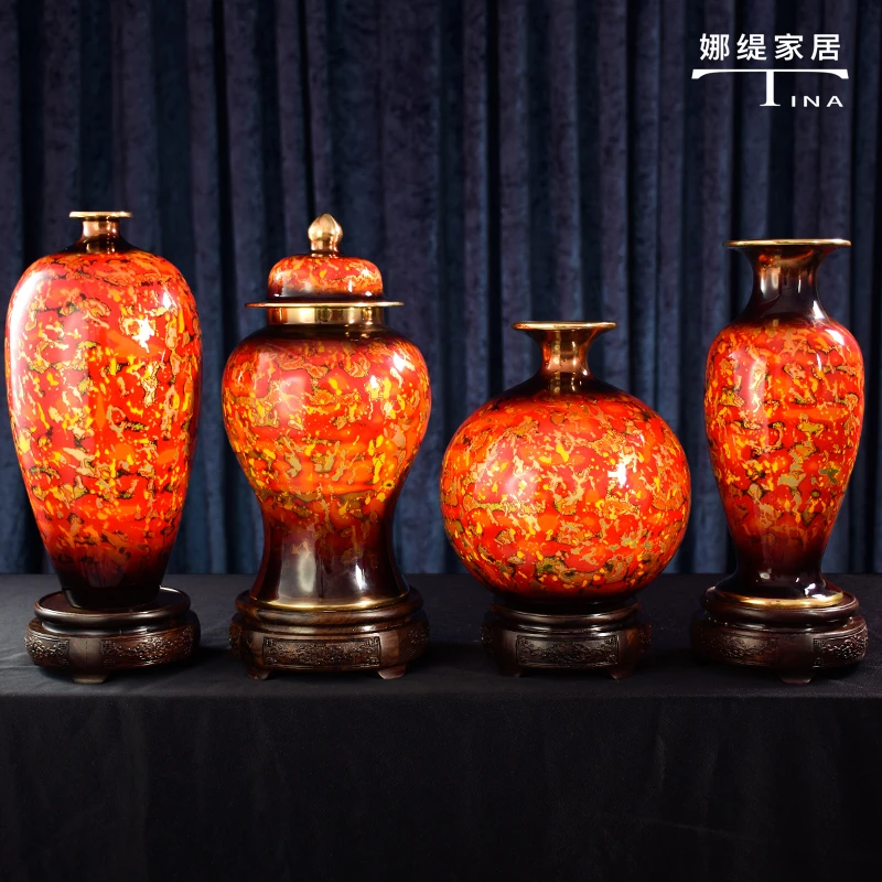 娜缇家居《大漆赏瓶》全铜大漆工艺花瓶客厅玄关摆件博古架装饰摆件