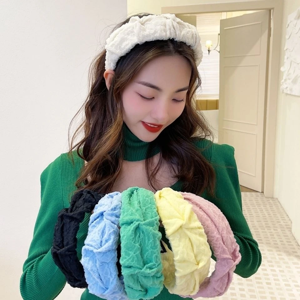 布艺发饰 网红2022年新款宽边褶皱发箍简约气质发卡海绵外出百搭