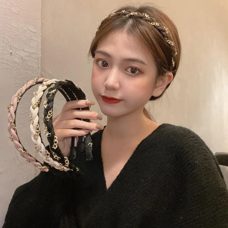 皮质发饰 发箍女韩国网红年新款韩版头箍复古压发防滑简约发卡