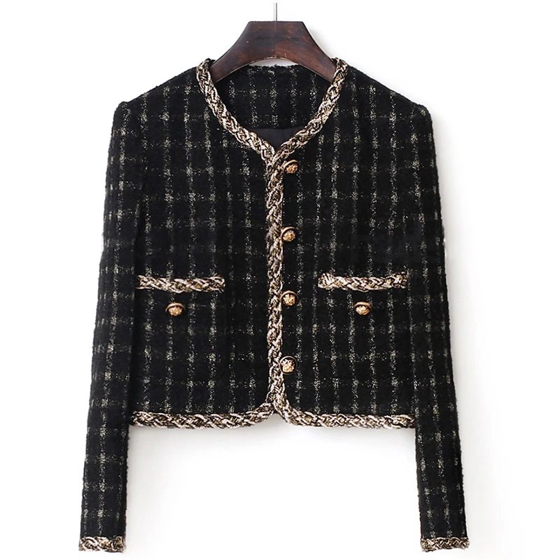 优E051026小香风复古气质短外套女