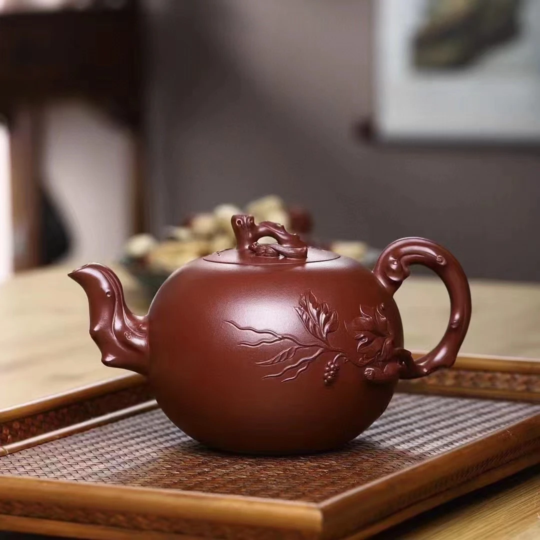 研高老师作品原矿龙血砂名壶松鼠葡萄容量