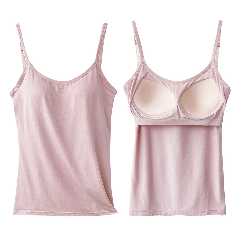 白色吊带背心带胸垫莫代尔打底上衣女春夏薄款居家睡衣内搭外穿