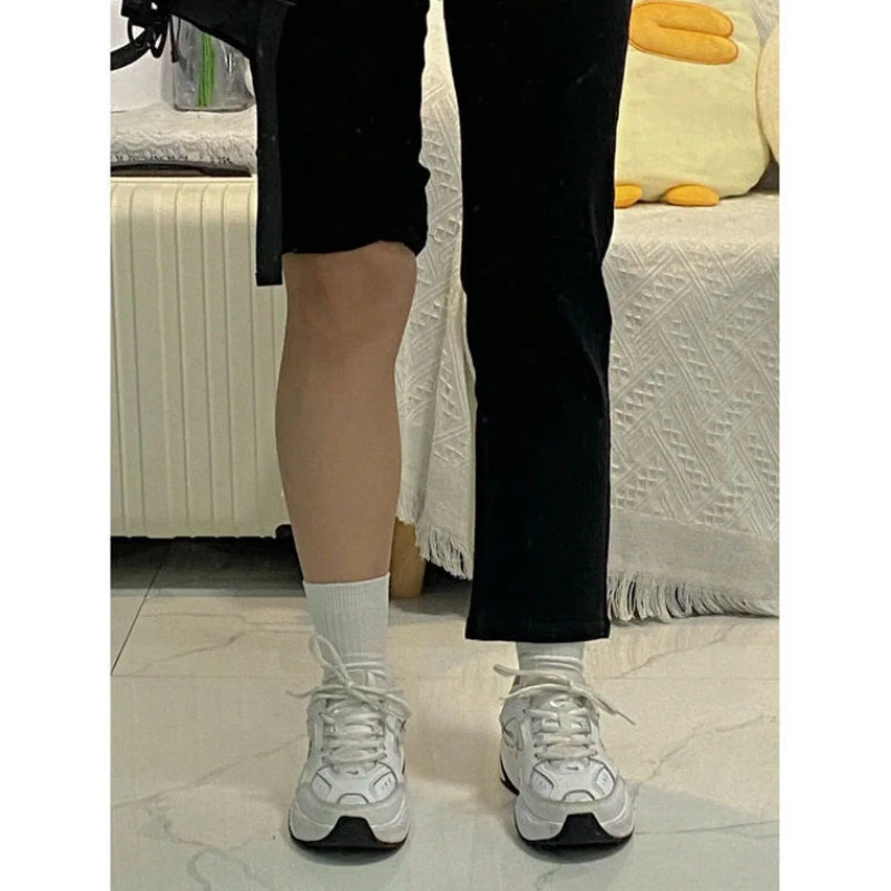 高腰直筒牛仔裤女秋冬加绒胖mm大码女装宽松显瘦梨形身材九分裤