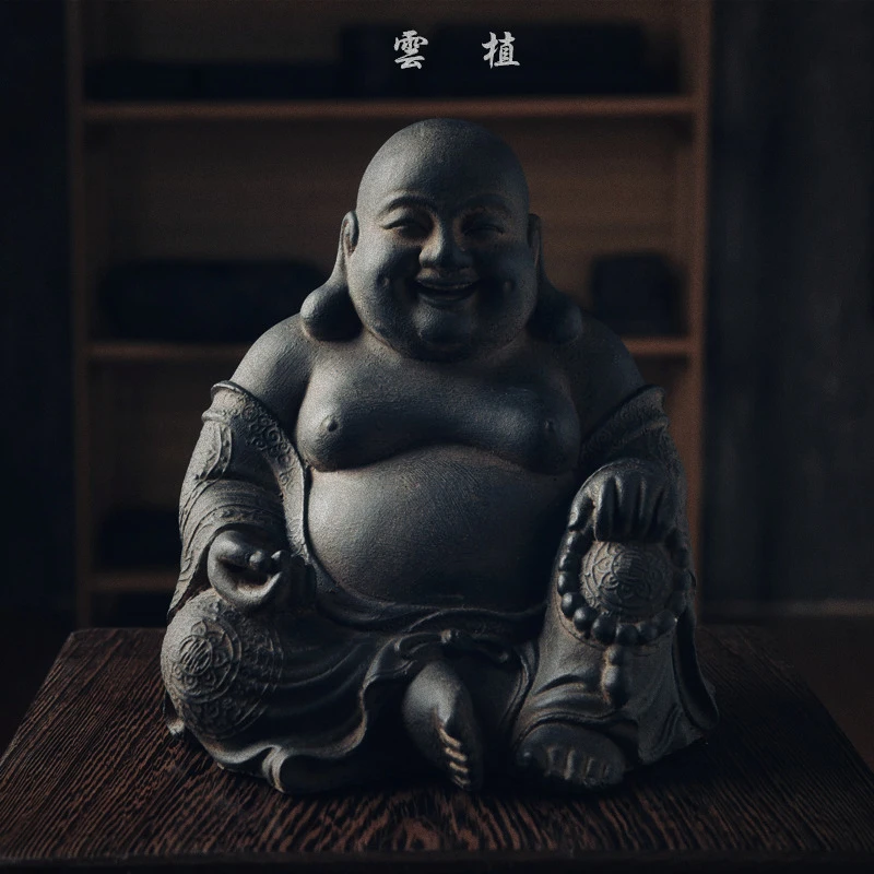 弥勒佛摆件供奉佛像大肚笑佛办公室装饰品乔迁招财仿古工艺礼品