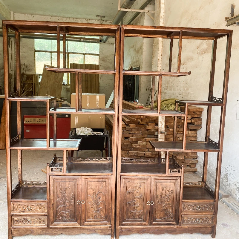 实木博古架办公室多宝阁新中式茶叶展示柜书架隔断置物陈列架摆件