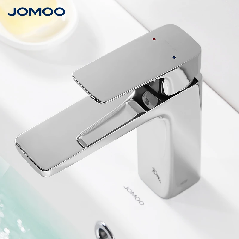 JOMOO/九牧不锈钢面盆水龙头方形简约短把冷热出水32349-590/1B-Z
