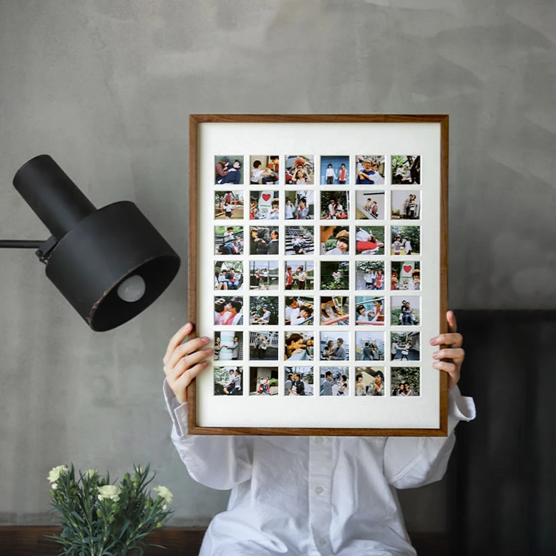 鲁大爷48宫格相框挂墙照片框九宫格实木婚纱宝宝相片打印diy