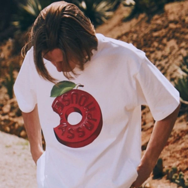 WASSUP双色糖果印花短袖新款男女个性潮流情侣装宽松圆领纯棉上衣