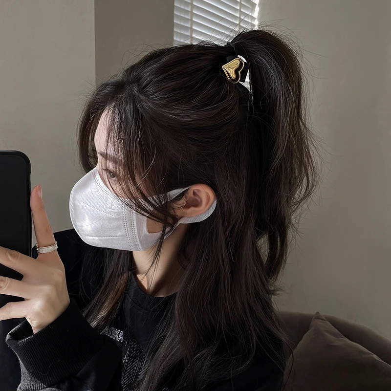 5068高马尾防下垂半扎发固定金属爱心小抓夹夹子发夹