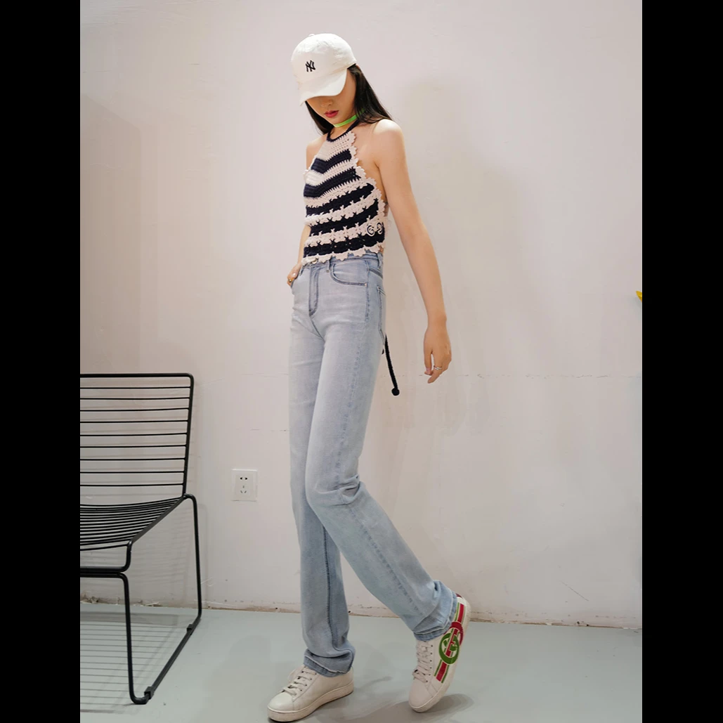 175高个子加长直筒牛仔裤女2022年春夏季新款宽松显瘦法棍烟管裤