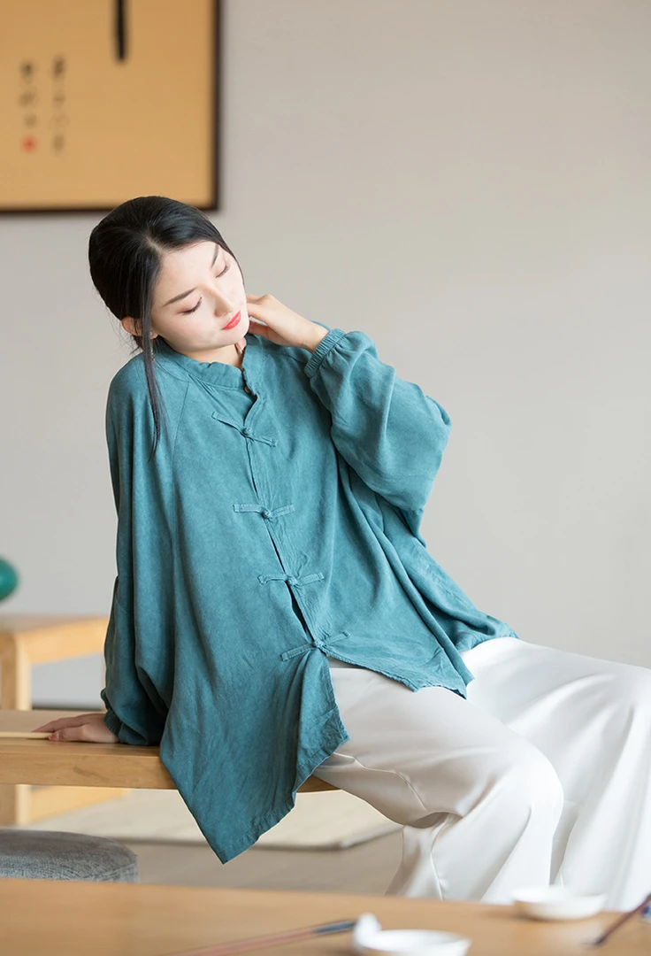 春夏新款扎染砂洗柔软百搭开衫女居家旅行名媛风显瘦透气女式衬衫