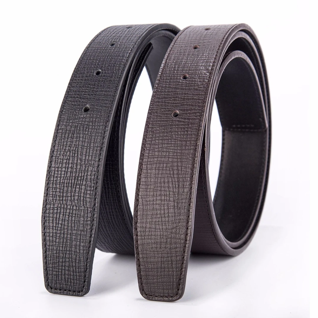 简约时尚男士头层牛皮皮带条真皮板扣针扣皮带身3.3平滑无头皮带