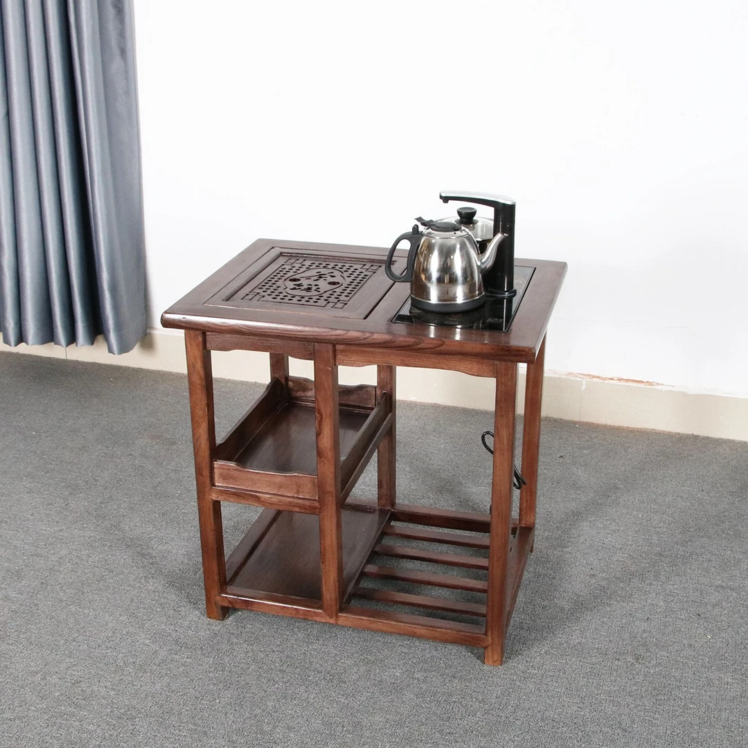 画水伟恒北榆木全实木小茶水桌柜小茶几休闲阳台用新中式茶具家用