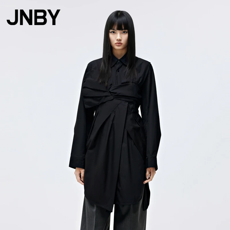 JNBY/江南布衣衬衫式连衣裙女设计感不规则裙子收腰翻领5M7210010