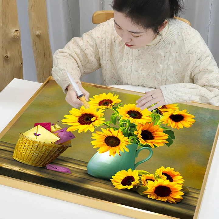 【钻石画】2023新款满钻向日葵手工diy钻石贴画十字绣钻石绣客厅