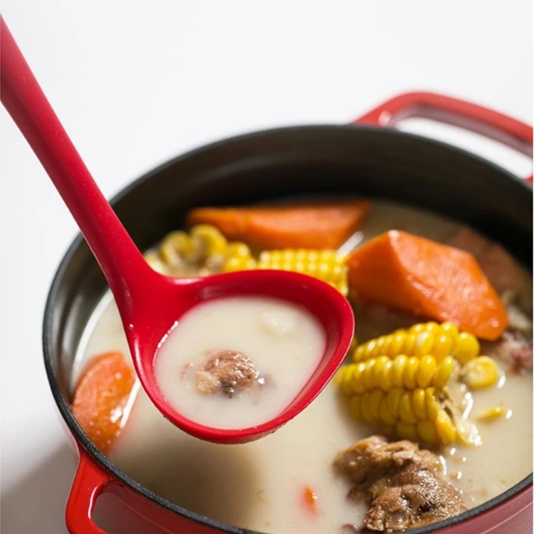 【YFcook】红色硅胶汤勺家用火锅汤锅不粘宿舍加厚盛汤长柄大号