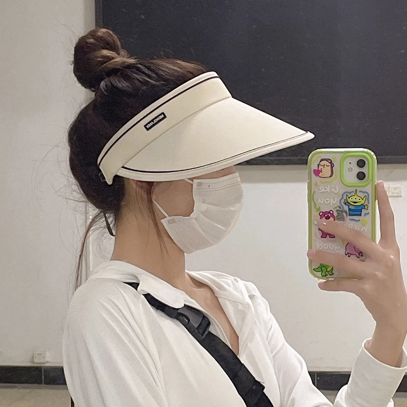 UPF50+夏季防uv大檐空顶防晒帽韩版防紫外线显脸小空顶遮阳帽女