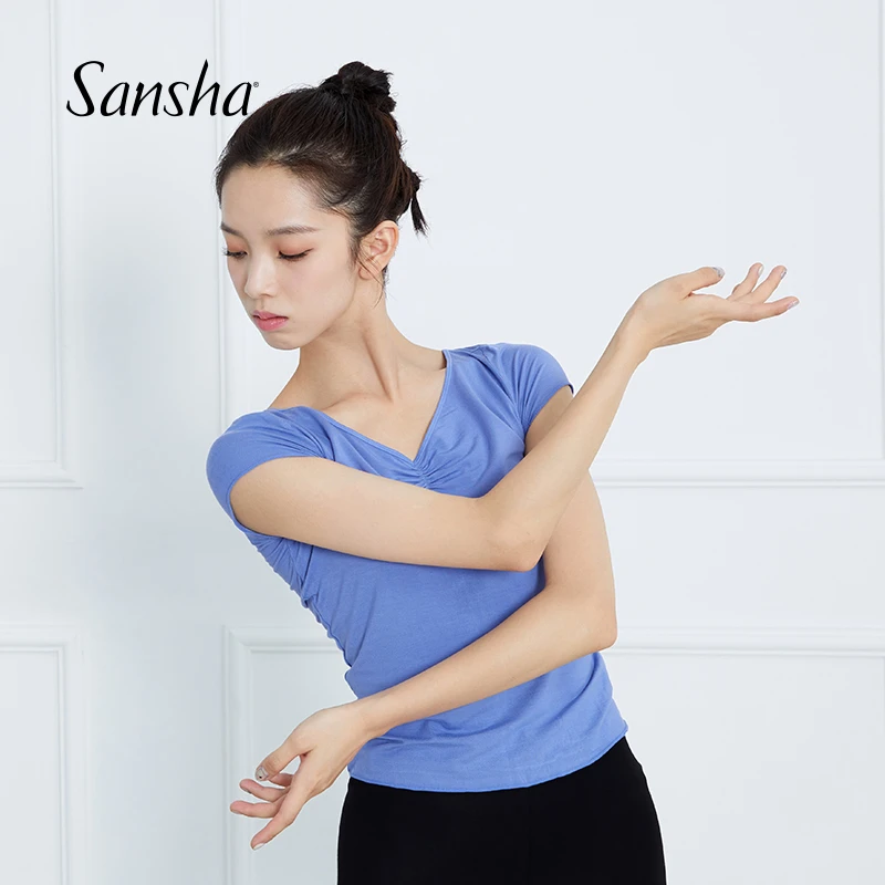 Sansha/三沙中国舞古典舞蹈瑜伽练功基训T恤短袖形体服上衣女