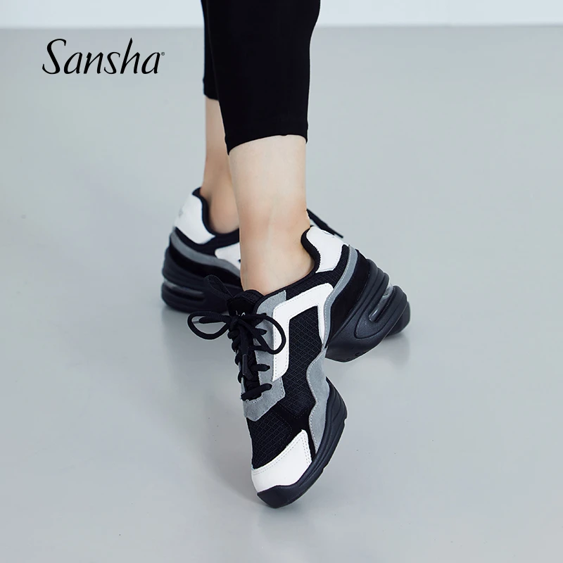 Sansha/三沙成人女百搭透气软底反绒皮运动舞蹈鞋广场舞鞋H20LCO