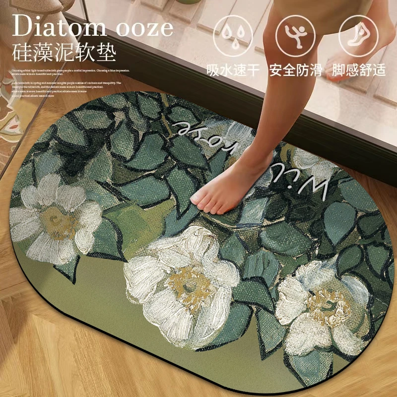 XIFAN/西梵梵高油画款 吸水防滑垫 软硅藻泥地垫 卫生间卫浴脚垫