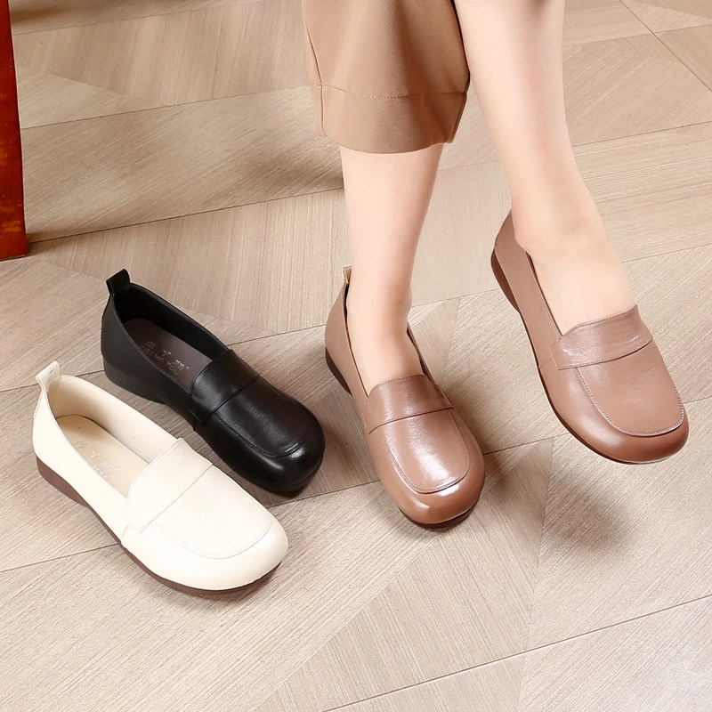 20-010妈妈鞋软底圆头舒适春秋中老年皮鞋软面休闲鞋软底软面单鞋