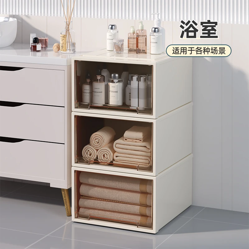 【50*30*30】茶色抽屉式落地落地防尘日式收纳盒收纳箱防尘日式