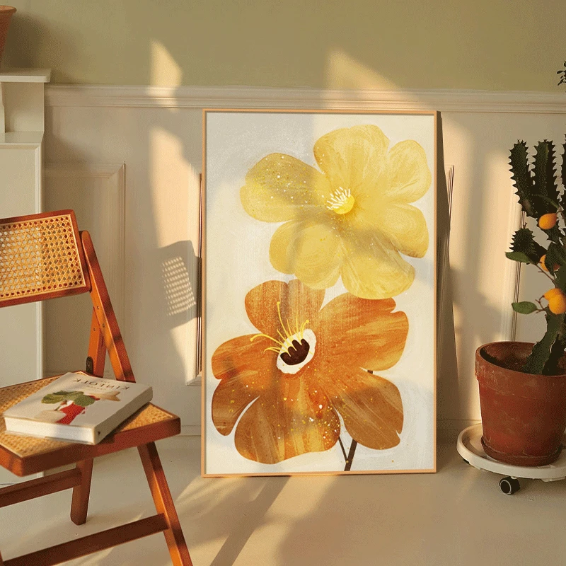 治愈系原木风挂画日式奶油风ins玄关客厅落地画沙发背景墙装饰画