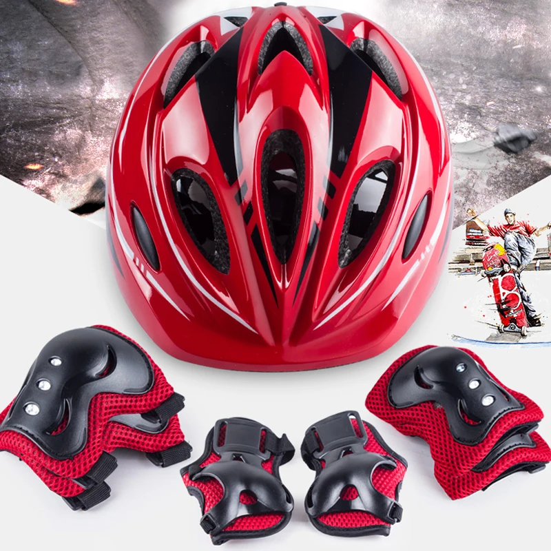 专业滑板护具溜冰鞋轮滑护具套装儿童头盔全套成人平衡自行车护膝